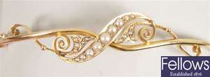 15ct gold and pearl hinged bangle with nine