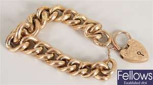 9ct gold hollow curb link bracelet, each
