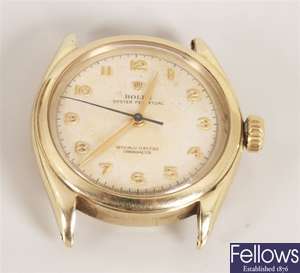 ROLEX - 1950's 10k gold self winding watch head,