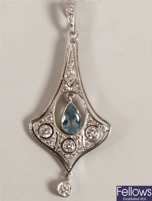 Diamond and aquamarine stylised Art Nouveau