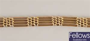 15ct gold four bar gate bracelet. Length -