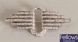 18ct white gold Art Deco style diamond bar brooch