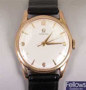 OMEGA - a gentleman's 9ct gold 1960's wrist watch
