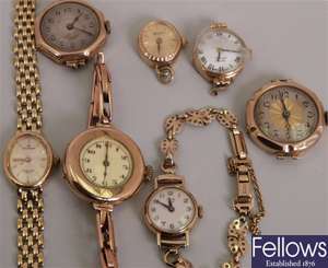 Seven assorted ladies watches and watch heads to