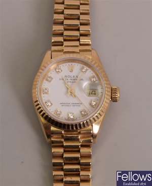 ROLEX - a ladies 18ct gold Oyster Perpetual