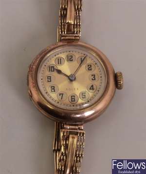 ROLEX - a ladies 1920's mechanical 9ct gold watch