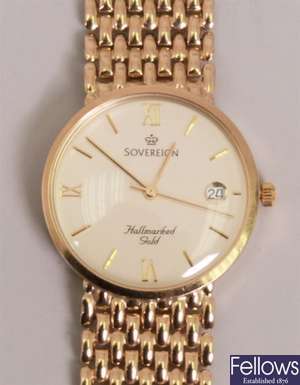 SOVEREIGN - a gentleman's 9ct gold wristwatch