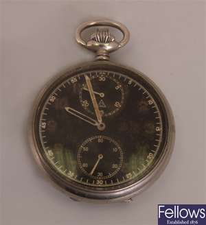 A Nazi military chrome cased pocket watch the top