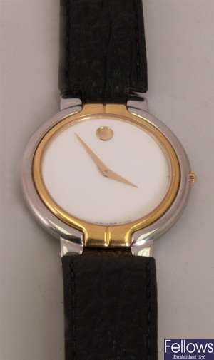 MOVADO- a gentleman's steel and gilt cased