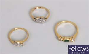 Three rings to include an 18ct gold and platinum