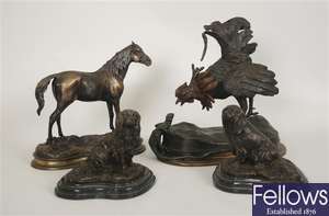 Six contemporary reproduction bronze animal