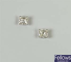 Pair of 18ct white gold single stone diamond stud