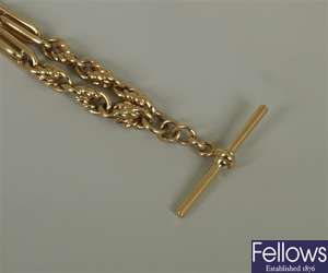 9ct gold double Albert chain in a double fetter
