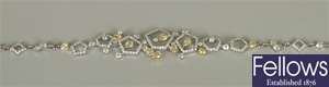 18ct white gold abstract design diamond bracelet,