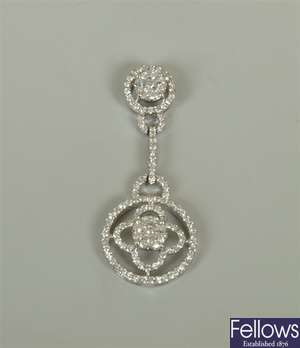 18ct white gold diamond pendant with a princess