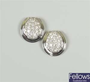 Pair of 18ct white gold diamond cluster earrings