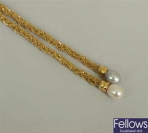 18ct gold woven necklet leading to a central knot