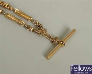 9ct gold double fancy Albert chain with a coils