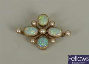 An early 20th century opal and split pearl