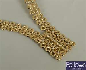 18ct gold diamond set necklet a double row of