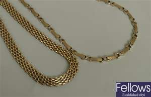Two 9ct gold necklets to include a bi-colour gold