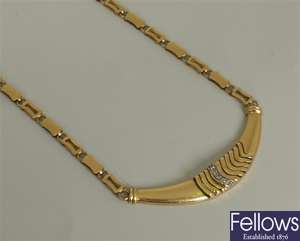 18ct gold diamond set necklace  with a central