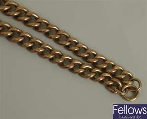 9ct gold graduated curb link albert chain. Weight