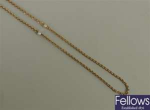 Belcher link neck chain with four cultured pearl