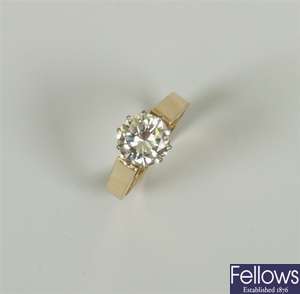 A single stone round brilliant diamond ring, in a