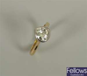 18ct white gold single stone diamond ring with a