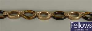9ct gold oval link bracelet with alternating