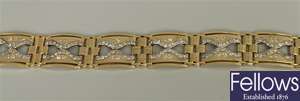 14ct bi-colour gold diamond set bracelet, in the