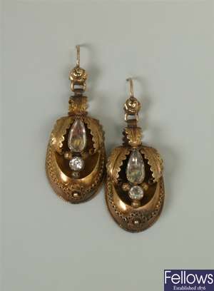Victorian dropper earrings with leaf design