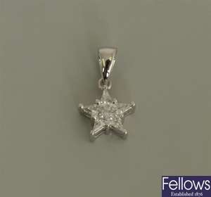 18ct white gold diamond star pendant set kite