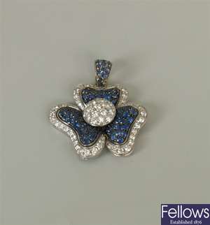 18ct white gold sapphire and diamond floral