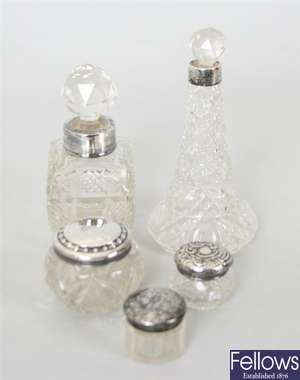 A collection of cut glass, hallmarked silver