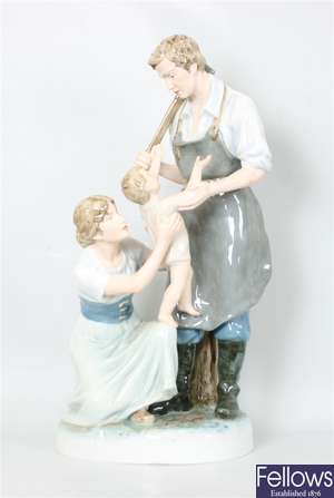 A large Royal Dux figure group depicting mother,