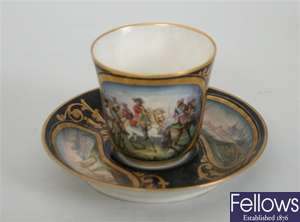 A 19th century Sevres porcelain cup and saucer,