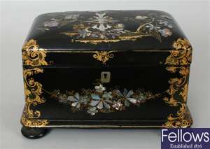 A 19th century black lacquered and mother of