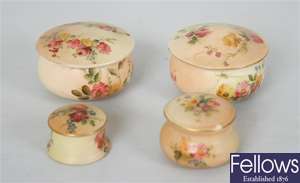 Four Royal Worcester bone china trinket jars and