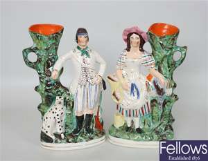 A pair of 19th century Staffordshire pottery