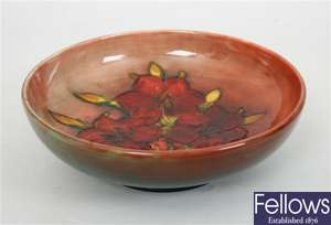 A Moorcroft Lily pattern bowl, the shallow