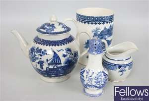 A selection of 19th century blue & white china to