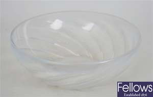 A Lalique blue opalescent glass bowl decorated