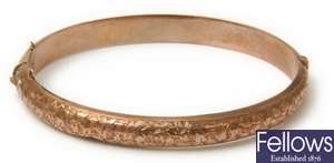 An early 20th century hollow hinged bangle with