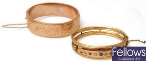 Two bangles, to include a 1930's 9ct rose gold