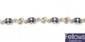 A sapphire and diamond bracelet with a repeated