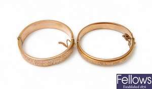 Two early twentieth century 9ct rose gold bangles