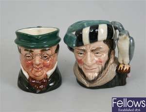 Ten small Royal Doulton pottery character mugs