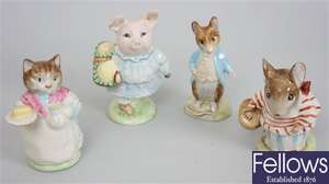 Four Beatrix Potter's figures to include 'Ribby',